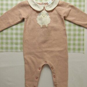 Edgehill Collection Peter Pan Collar Sheep Sweater Romper, Size 6 Months